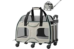 Katziela Pet Carrier - Airline Compliant Dog Carrier - TSA Approved Pet Carrier for Small Dogs and Cats - Soft FAA Travel Airplane Dog Carrier Luggage (Light Grey/Blue-Pro)