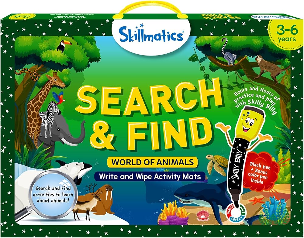 Skillmatics Search and Find Reusable Activity Mats World of Animals Preschool