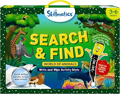 Skillmatics Search and Find Reusable Activity Mats World of Animals Preschool