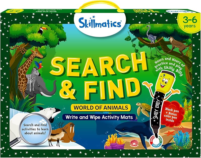 Skillmatics Search and Find Reusable Activity Mats World of Animals Preschool
