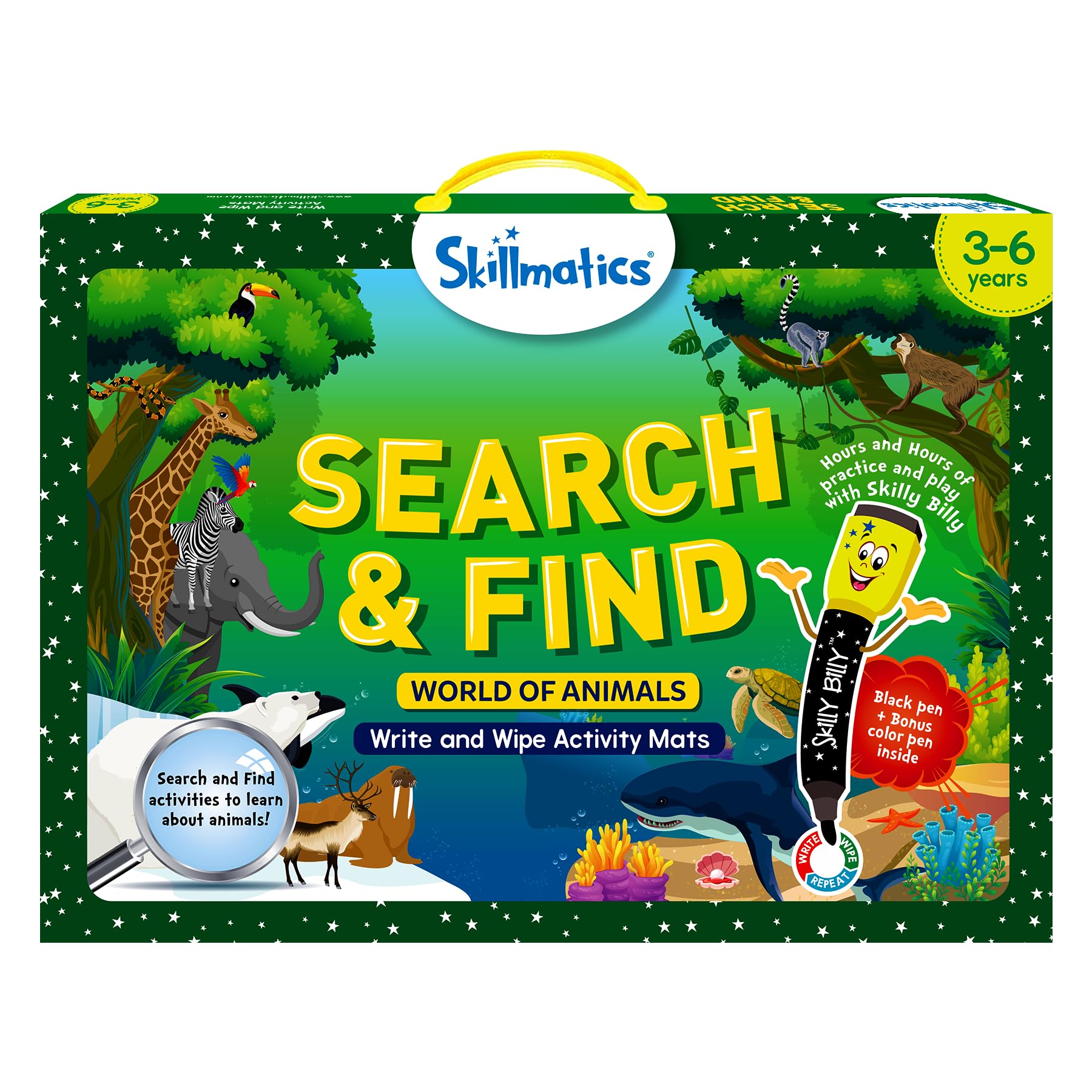 Skillmatics Search and Find - Reusable Preschool Learning Activities, Perfect for Toddlers & Kids Who Love Animals, Toys, Builds Vocabulary, Gifts for Ages 3, 4, 5, 6