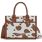 Montana West Wrangler Tote Bag Cow Print Western Satchel Bags for Women with Braided Rope Handle