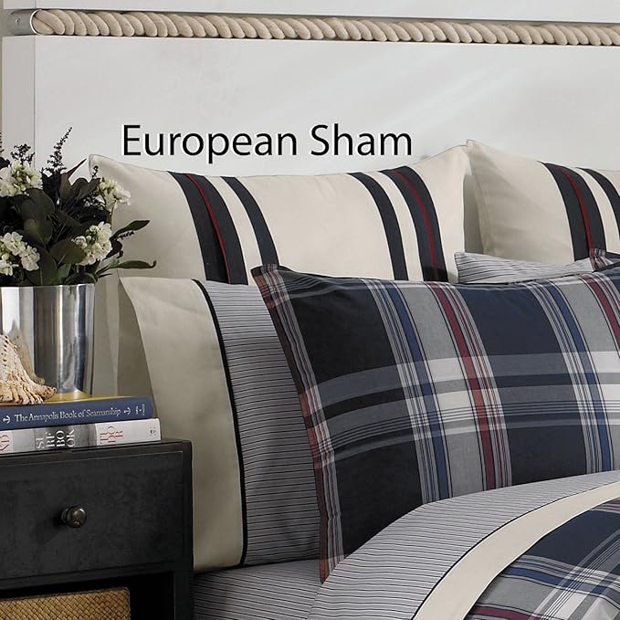 NAUTICA Navy BLUE LAKE Plaid STANDARD PILLOW SHAM Home