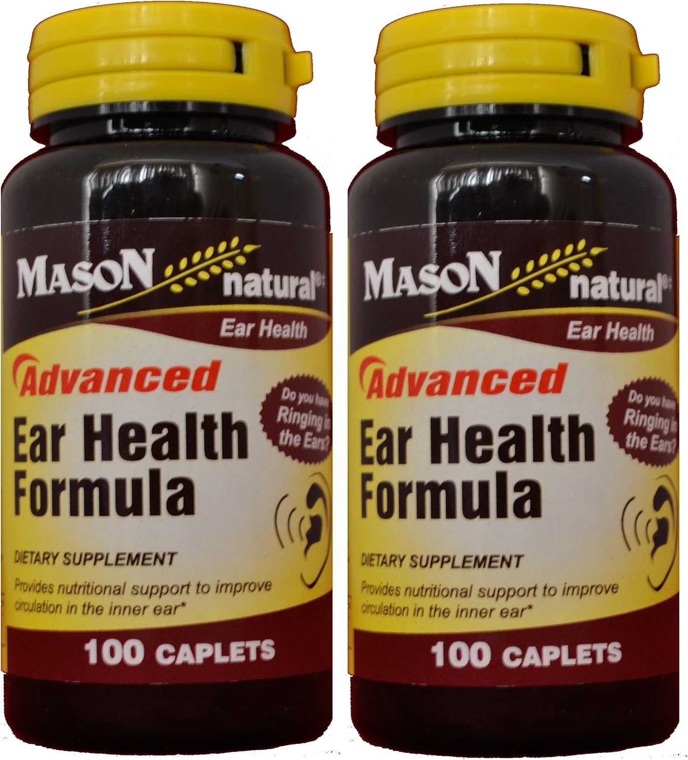 Mason Natural Advance Ear Health Formula Bioflavonoids Plus 100 Caplets per Bottle Pack of 2 Total 200 Caplets: Health & Personal Care