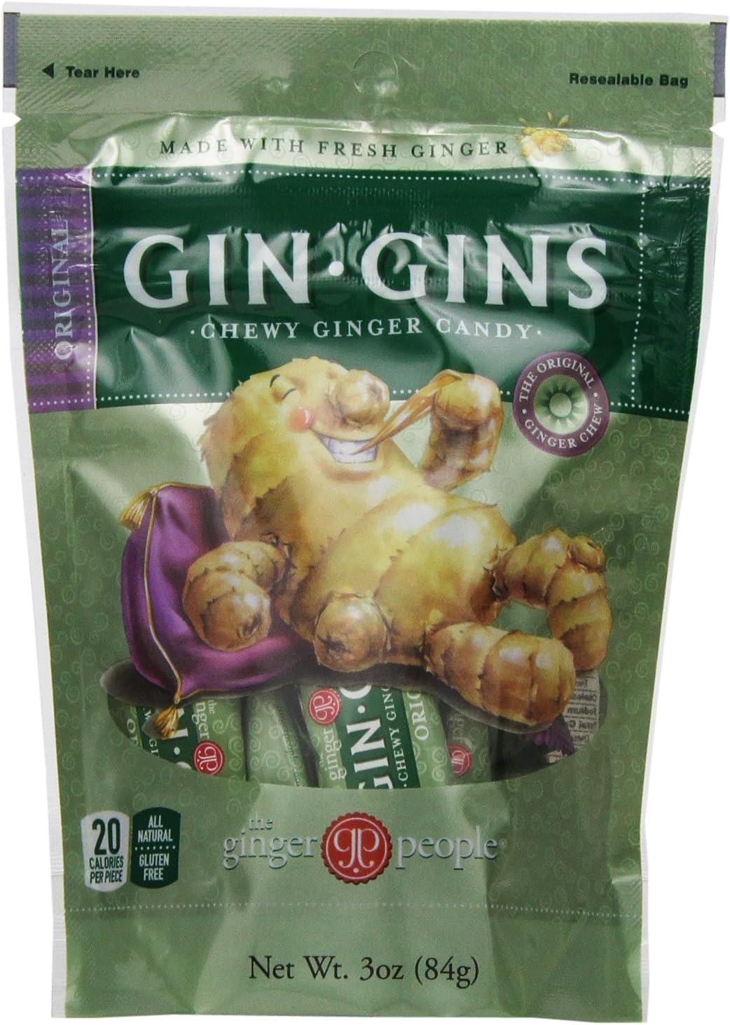 The Ginger People Original Ginger Chews, 3Ounce Bags (Pack of 24) 72
