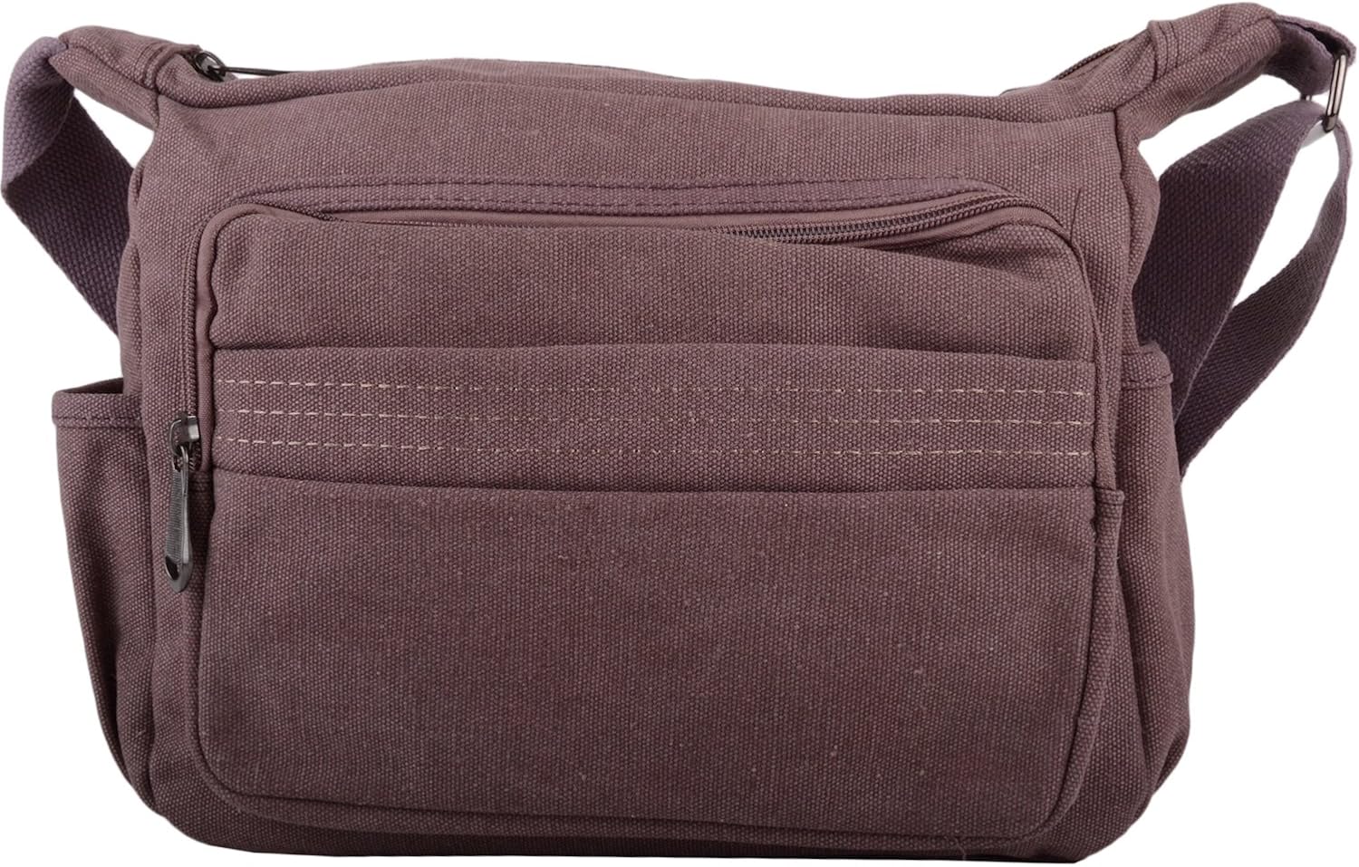 WYE LEATHER Womens/Mens Canvas Work/Travel/Holiday Shoulder/Small Messenger Bag - Burgundy - Image 5
