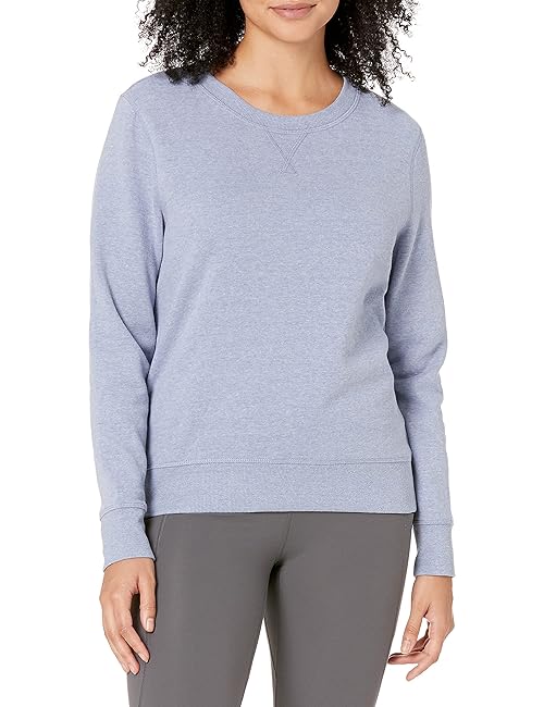 Amazon Essentials Women's Fleece Crewneck Pullover Sweatshirt (Available in Plus Size), Indigo Blue Heather, X-Small