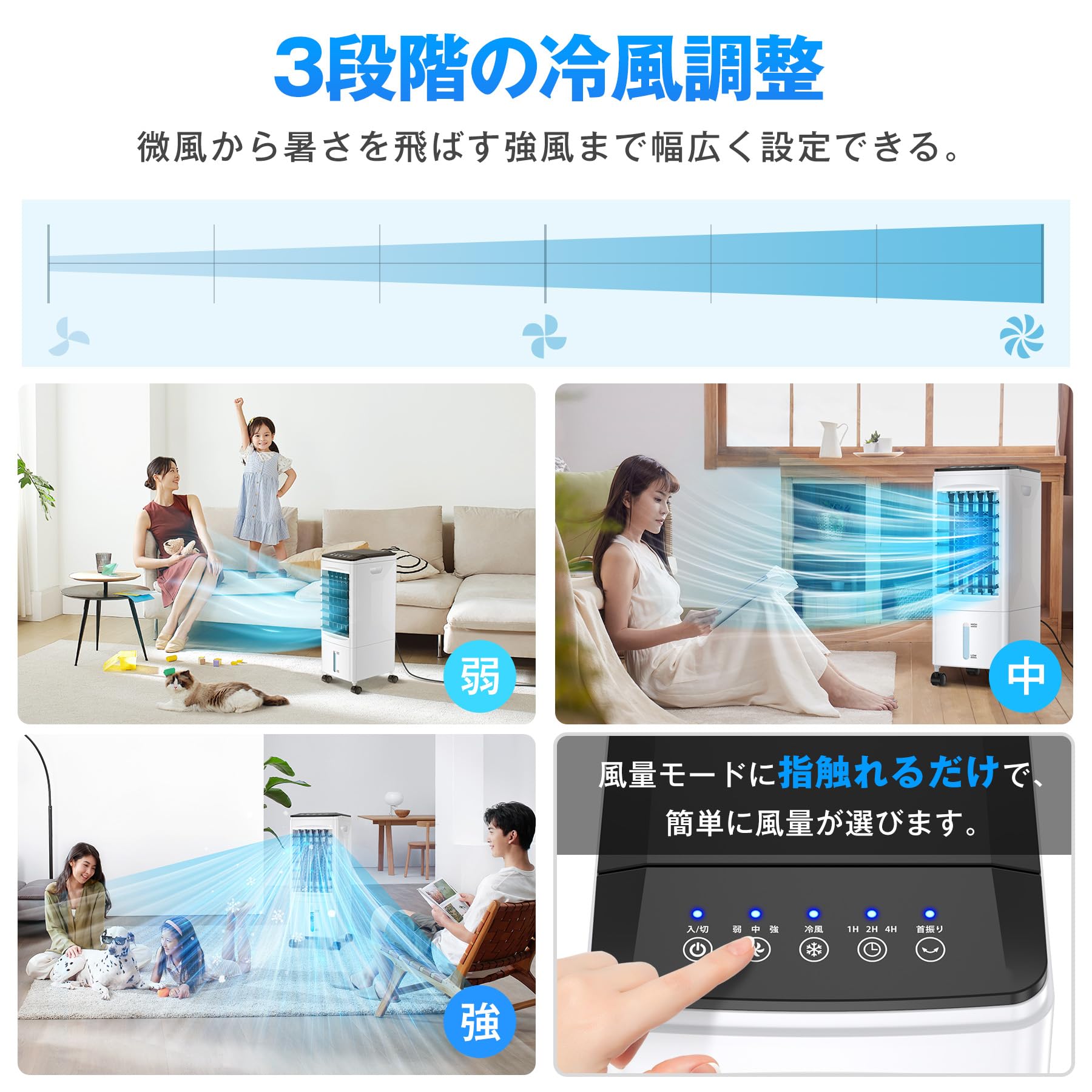 Cold Air Fan, Powerful Air Blower (2025 Innovation Upgraded, Delivers Superior Cooling Feeling, 4 in 1) Quiet, Oscillating, Cold Air Mode, 3 Air Flow Levels, Panel Operation & Remote Control, Upper