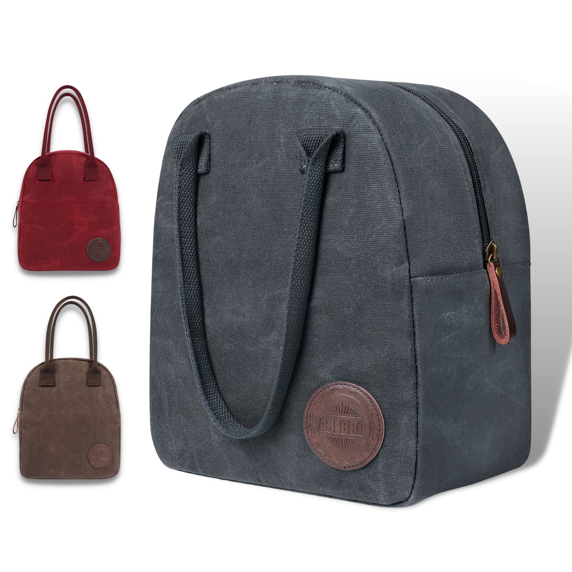 ASEBBO Large Insulated Lunch Bag for Women, 10L Waxed Canvas Reusable Lunch Tote Bag for Women with Thick Aluminum Foil, Thermal Cooler Bag for Women Best for Work, Picnic, College, School (Gray)