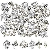 SUNNYCLUE 1 Box 60Pcs 6 Styles Mushrooms Charms Mushroom Plants Forest Charm Bulk Tibetan Style Antique Silver Tiny Pendants for Jewelry Making DIY Christmas Earrings Bracelets Craft Adult