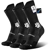 BRISIRA Coolmax Bamboo Viscose Running Socks 3 Pairs Crew Moisture Wicking Anti Blister Athletic Hiking Work Sock