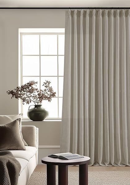 BURLYWOOD BIRCH 90 INCHES LONG 70 INCH WIDE CURTAINS FOR LIVING ROOM LIGHT FILTERING SEMI SHEER MODERN FARMHOUSE PLEATED CURTAIN BACK TAB FOR PATIO SLIDING DOOR DINING ROOM LARGE WINDOW 1 PANEL 70X90
