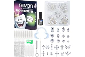 novani Tooth Gem Kit, 260 Pieces Tooth Gems DIY Teeth Crystal Flat Back Glass Gemstone Multi Shaped Crystal Gem for Teeth