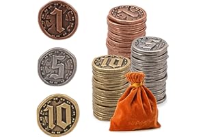 50PCS Metal Coins for Board Games, Prefdo Gold & Silver Tokens for Poker, RPG, Strategy Tabletop Gaming, Fantasy Metal Coins,
