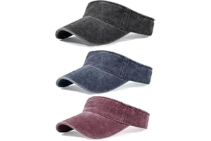 QLAUCA 3 Pack Sun Visors for Women Men Cooling Lightweight Sports Sun Hats Adjustable Twill Cotton Run Visor