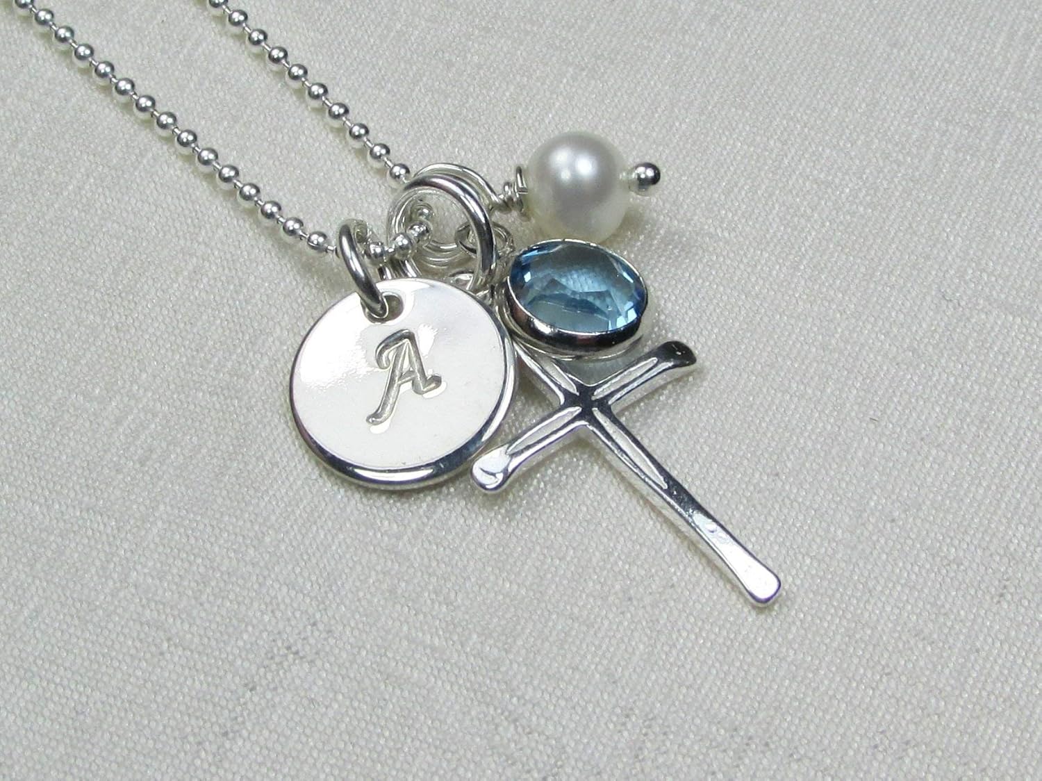 mothers birthstone cross necklace