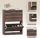 Vida Designs Walnut Shoe Cabinet 2-Drawer Slim Storage Hallway Unit view 5