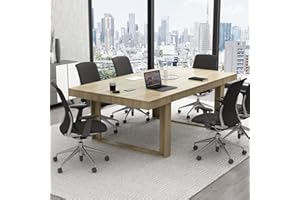 ECACAD 7FT Conference Table for 6-8 People, Large Rectangular Meeting Table, Modern Seminar Table for Office Meeting Conference Room, Brown (86.6”L x 47.2”W x 29.4”H)