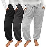 Evervibe 3 Pack Women's Plus Size Joggers, Drawstring Loose Fit Sweatpants Comfy Casual Lounge Pants with Pockets