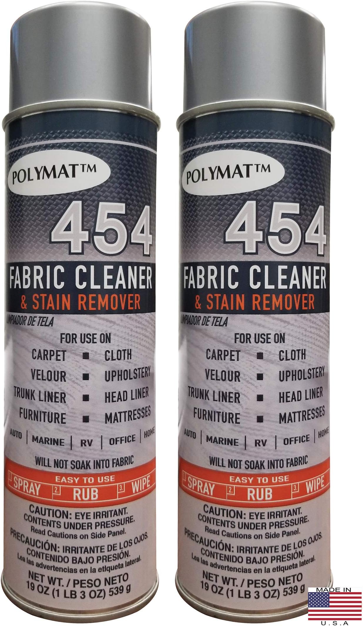 Polymat QTY2 454 CAR Truck Boat Headliner and Fabric Cleaner & Stain Remover