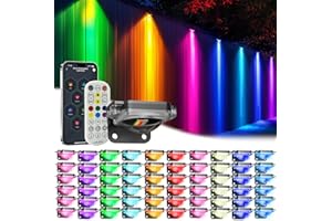 MIMIRGB Outdoor Deck Lights,30 Pack Multicolor RGB IC Permanent Outdoor Light with 4000K White Light,IP67 Smart Fence Lights with Remote App Control,Christmas Light for Holiday Lighting,Wired 50ft