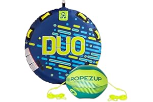 ZUP Duo 2-Person Towable Heavy Duty Deck 4-Handle Tube & Tow Assist Ball for Boating with Quick-Connect Tow Hook | Full Nylon Cover
