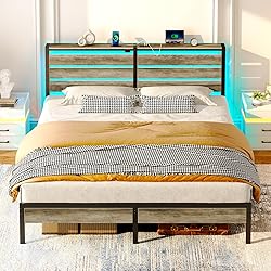 Rolanstar Bed Frame King Size with USB Charging