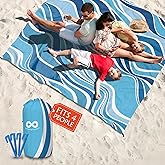Everlasting Comfort Large Beach Blanket Waterproof & Sandproof - 80" x 80"/ 6.7ft x 6.7ft - Lightweight Picnic Mat, Camping Necessities for 4 People - Accessories for Outdoor Festivals - Blue