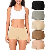 BAMBOO COOL Seamless Boyshort Underwear for Women Mid Waist Stretchy Panties Moisture Wicking Boxer Briefs 5 Pack