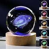 3D Galaxy Crystal Ball Night Light with Remote Upgraded 2.36 Inch Galaxy Planets Glass Ball Lamps with 16 Color LED Wooden Base for Birthday, Astronomy Space Universe Gifts for Boys Girls
