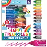 Ooly Jumbo Triangle Crayons for Toddlers, Set of 12 | Ages 3+, Non-Toxic, Triangular Easy-Grip, No-Roll Design, Fun Coloring Gift for Toddlers &amp; Kids, Great for School