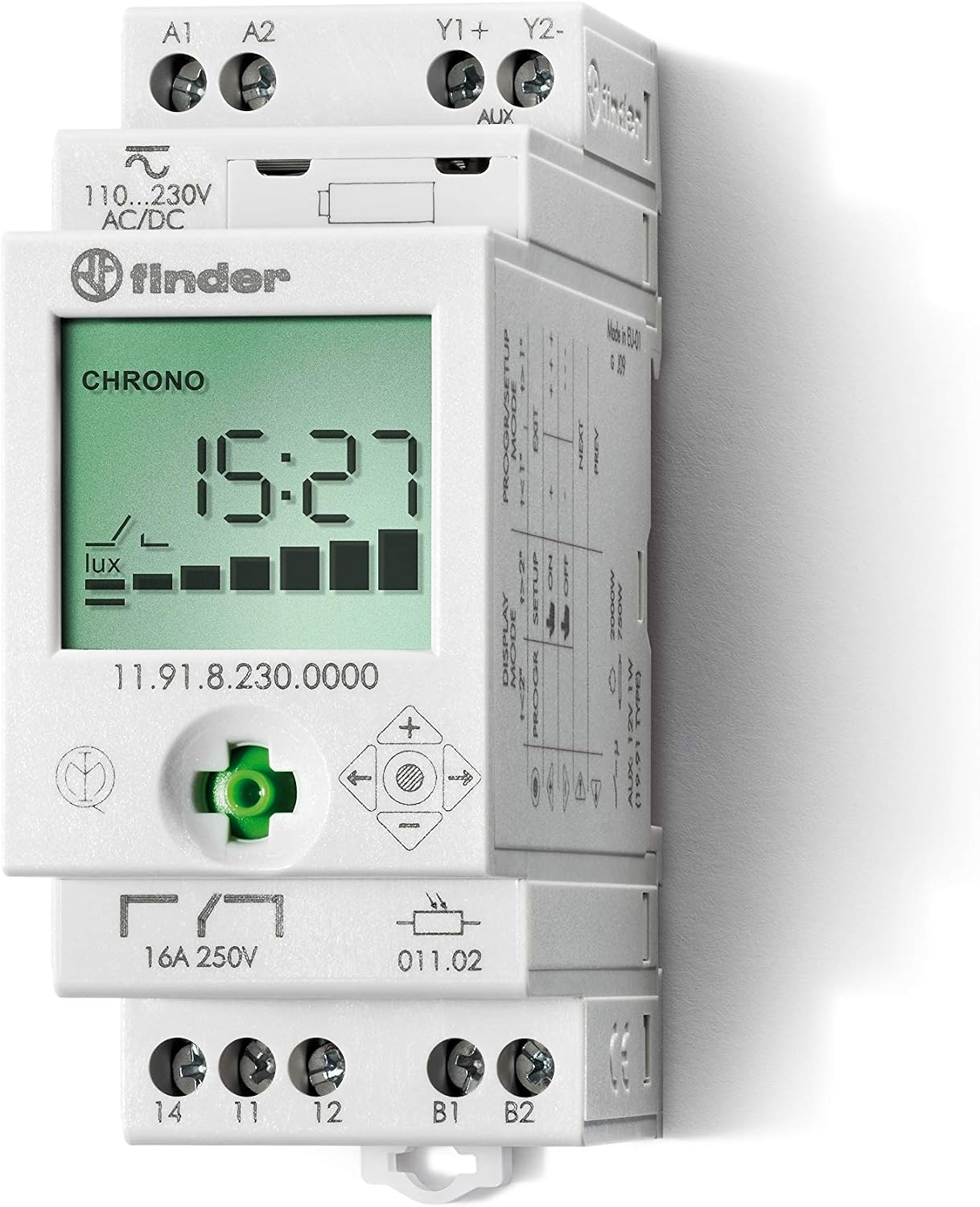 Finder 119182300000pas Dimmer Switch with Auxiliary Digital Daily 230VAC/16 A/, Gray