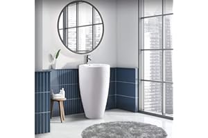 Fine Fixtures Island Pedestal, Elegant One Piece Pedestal Sink, Vitreous China