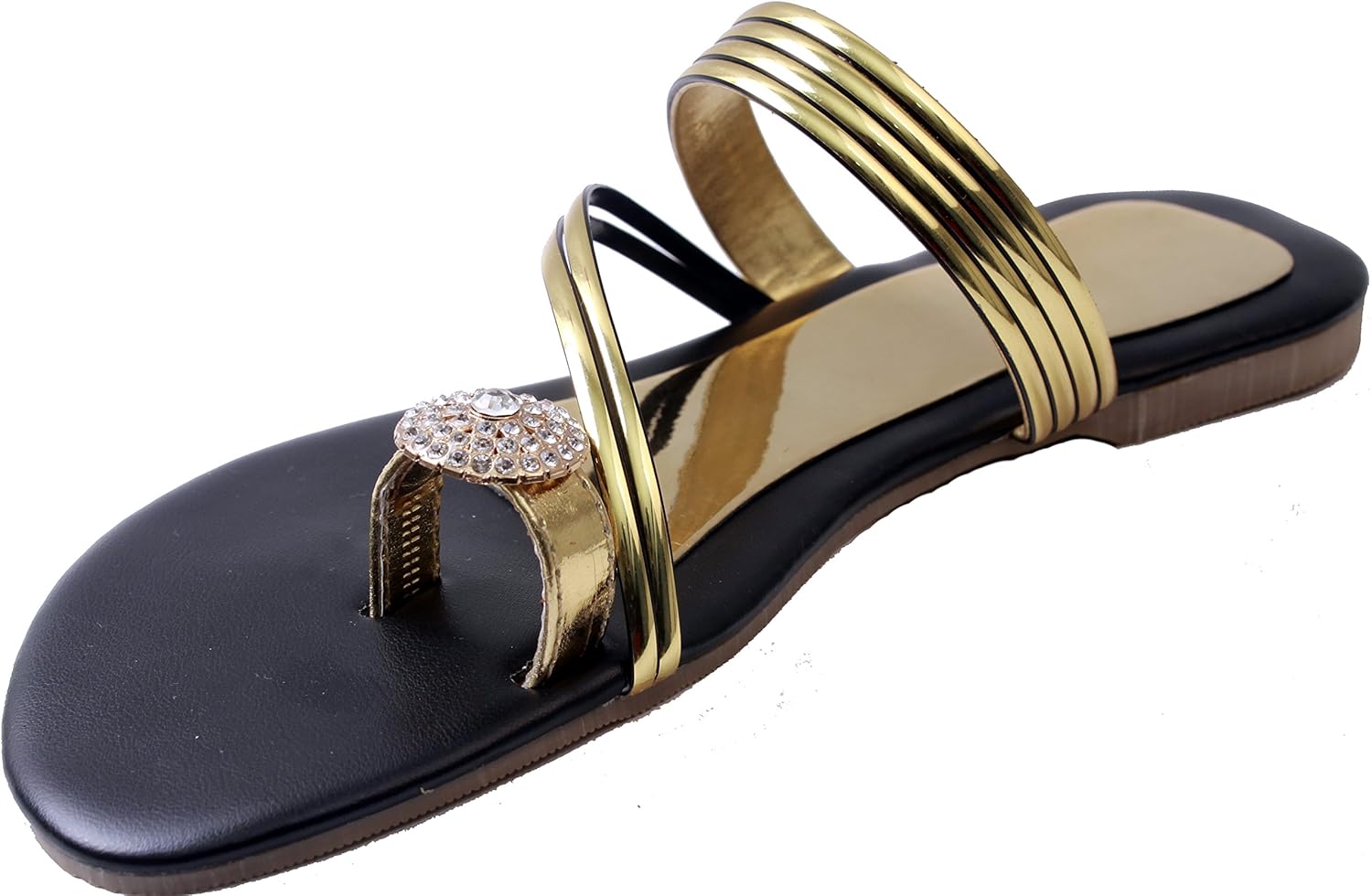 karat gold women's black synthetic slippers