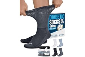 Doctor's Select Diabetic Socks for Men - 4 Pairs Crew Diabetic Neuropathy Socks for Men | Diabetic Socks for Men 9-12