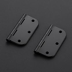JOY DECOR 12 Pack Rounded Matte Black Door Hinges 3