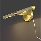 Knurled Picture Light, 19in Brass Picture Light for Wall, Plug-in or Hardwired, Dimmable Gold Art Lights, Wall Sconce for Pic