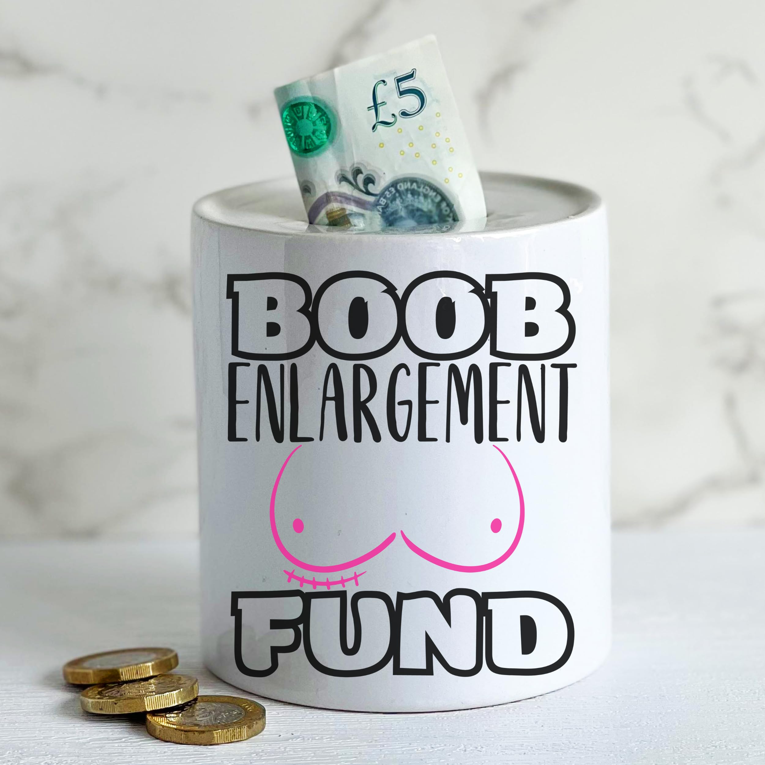 Ceramic Funny Moneybox - Boob Enlargement Fund