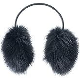 HEIZZI Winter Earmuffs for Women, Fluffy Fox Fur Ear Muffs for Girl Winter Ear Warmer with Adjustable Headband