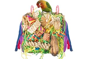 ERKOON Bird Toys, Parrot Toys Foraging Swing Mat Parrot Cage Hanging Toys Birds Grass Mat Climbing Wall with Seagrass, Birds Cage Accessories (Green)