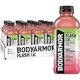 BODYARMOR Flash IV Hydration Drink, Strawberry Kiwi, 20 Oz (12 Pk) | Ready-to-Drink Electrolyte Drink + Coconut Water, Rapid Rehydration, 2,290mg Electrolytes, Zinc &amp; Vitamins B + C