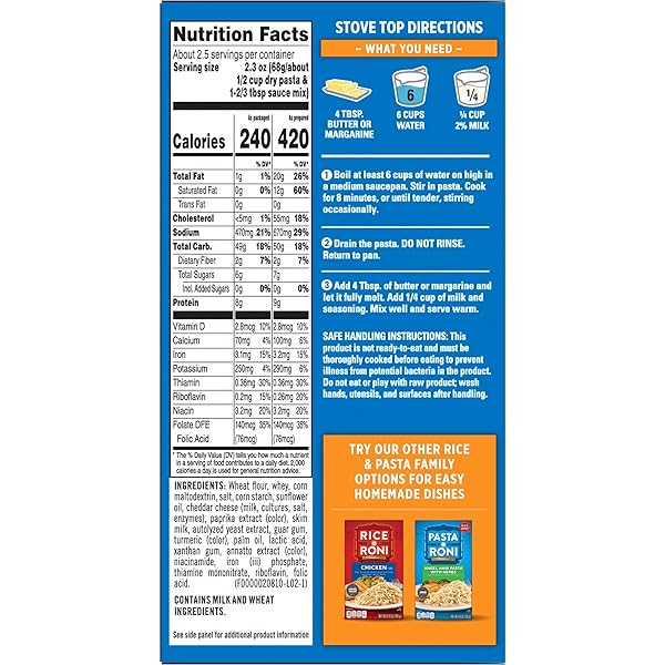 MAC A RONI, CREAMY CHEDDAR MACARONI AND CHEESE, 5.9 OZ BOX