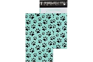 Inspired Mailers - Poly Mailers 6x9-100 Pack - Aqua Paw Prints - Small Shipping Bags - 6x9 Polymailers - Poly Bags for Shipping - Poly Shipping Bags 6x9 Mailers