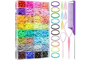 HONSIO 32 Colors Rubber Bands for Hair 2000 Pieces Small Elastic Baby Hair Ties with 8 Hair Styling Tools Mini Hair Accessories for Girls Baby Toddlers