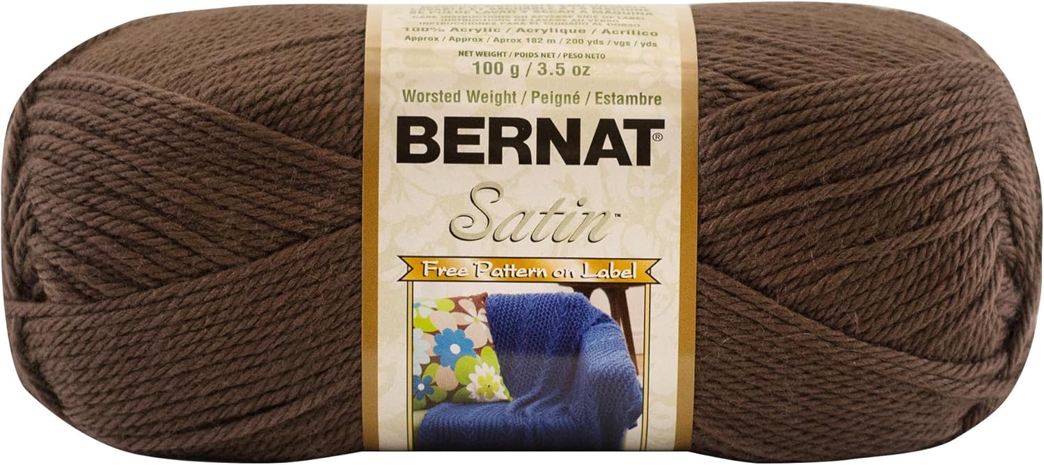Bernat Satin Yarn, 100 Acrylic Taupe Heather, 100 g 3 Units Amazon.co