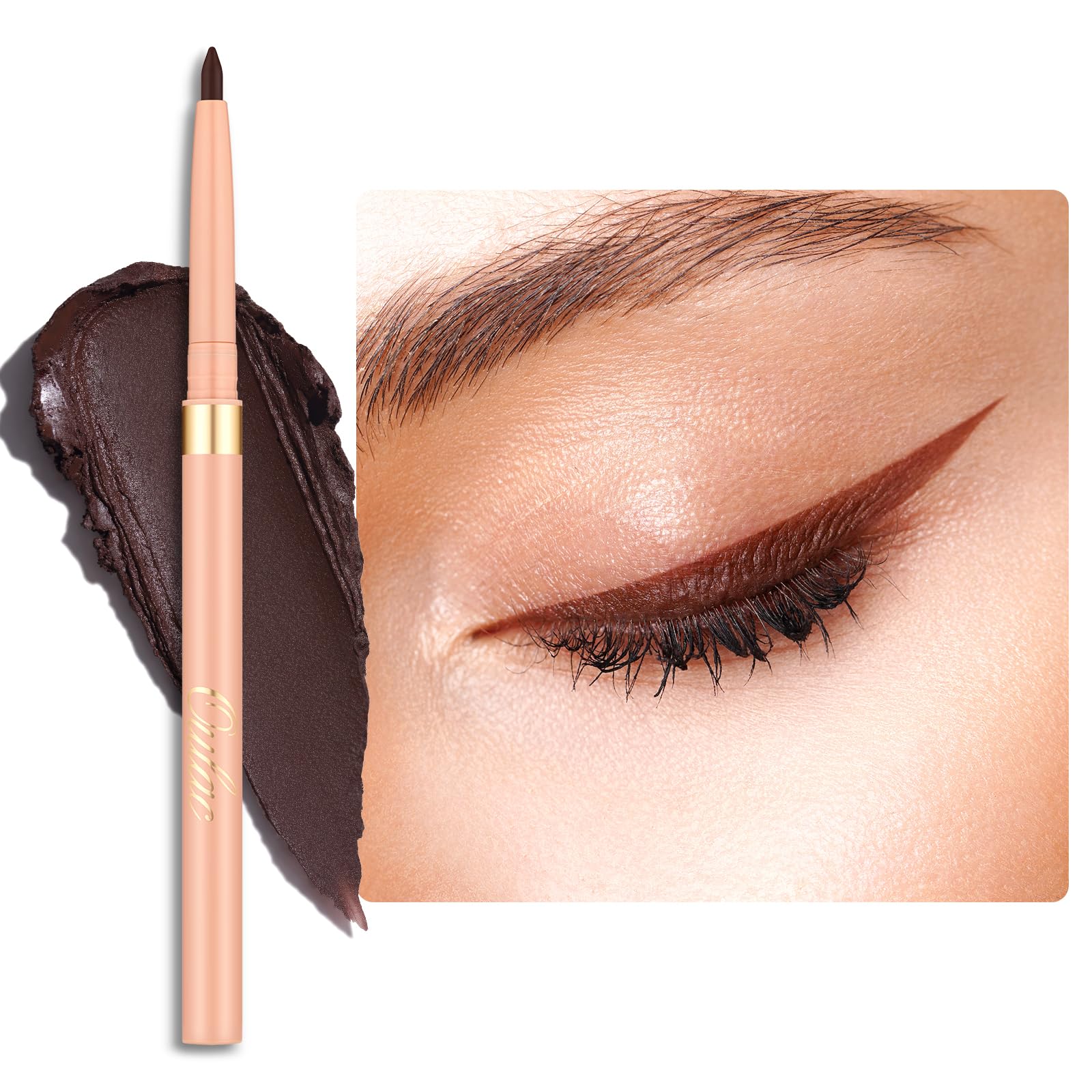 OULAC Matte Brown Eye Liner Pencils Waterproof, Smudge-proof Retractable Eyeliner Lasts 24H +, Highly Pigmented and Smooth, Long-lasting Formula, Vegan (03) Teddy