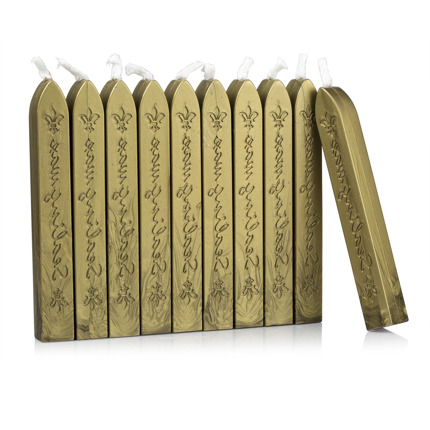 Mceal Sealing Wax Stick with Wick Flower De Luce of France Retro 10 Pieces Pack (Olive Green)