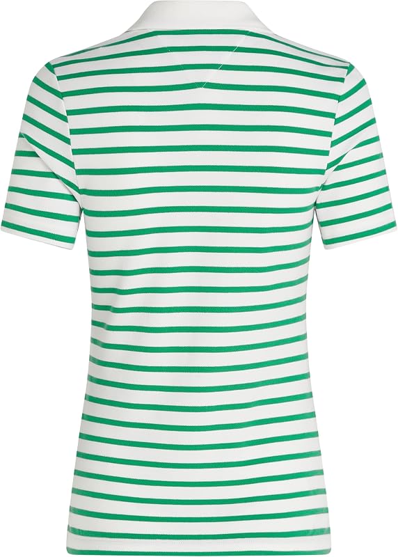 Maglietta Polo Maniche Corte Donna Slim Fit, Multicolore (Ecru/Radiant Green STP), XS