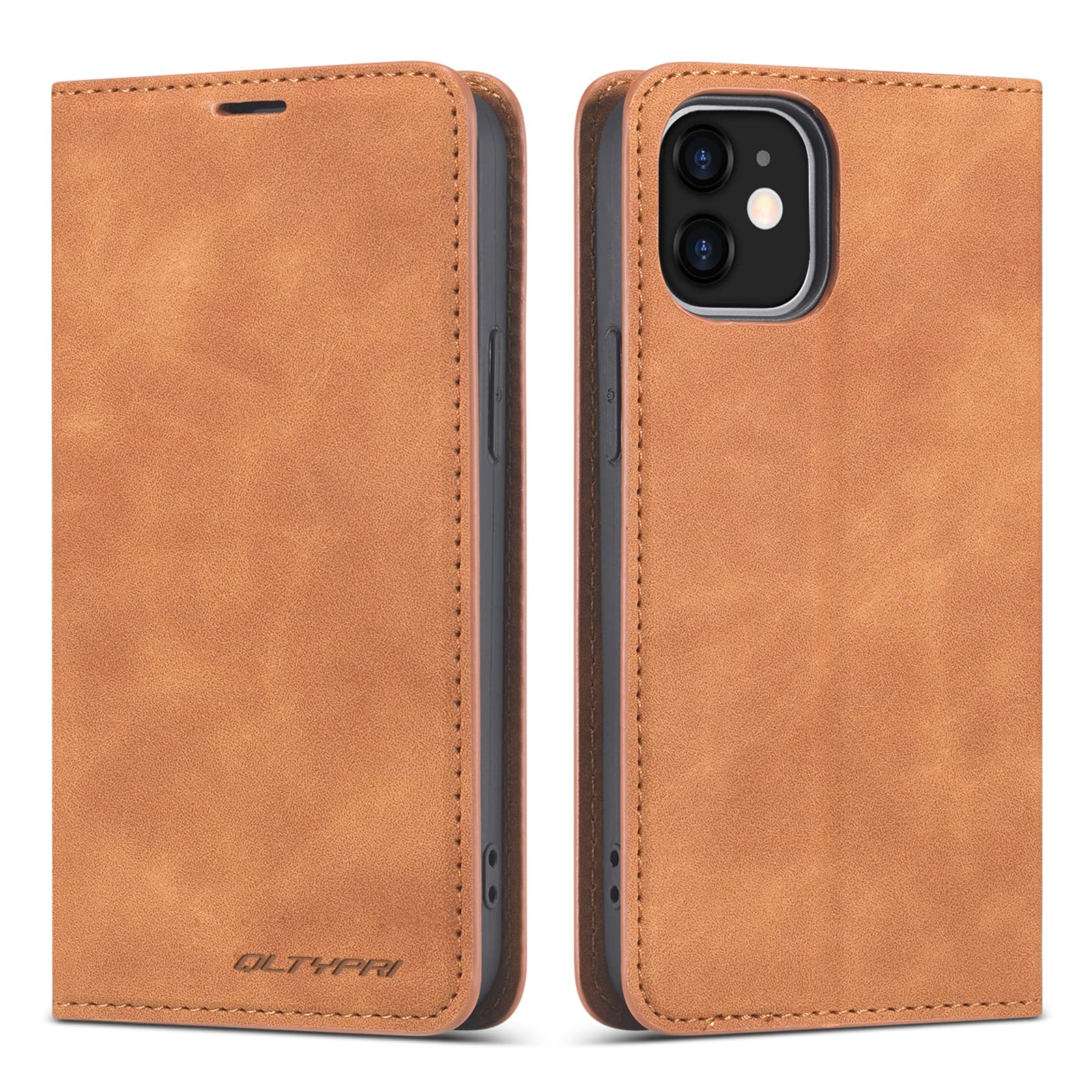 QLTYPRI Case for iPhone 11, Premium PU Leather Cover TPU Bumper with Card Holder Kickstand Hidden Magnetic Adsorption Shockproof Flip Wallet Case for iPhone 11 (6.1 inch) - Brown