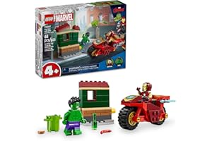 LEGO Marvel Iron Man with Bike and The Hulk Building Set, Easy Build Marvel Toy for Kids, Collectible Playset with Motorcycle Toy and 2 Minifigures, Great Gift for Boys and Girls Ages 4 and Up, 76287